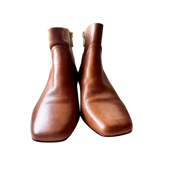 Draper James Bethany Booties Women’s 8 | Cognac Brown Leather Ankle Boots Block - Picture 5 of 10